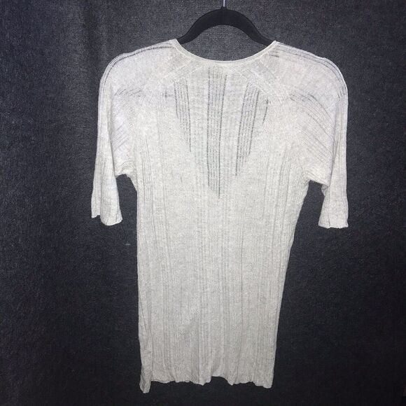 Eileen Fisher Cardigan Petite Small PS Grey Ribbed Lightweight 3/4 Sleeve Linen* - Picture 8 of 11